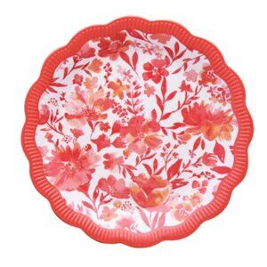 Lot of 4 Pioneer Woman Melamine Appetizer Dessert Plates Painterly Floral Coral
